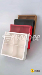 Box Hampers Sekat 4 Tutup Mika Sliding / Box kue/ Box Sovenir/ Box Mooncake/Dus Kue/Kotak Kue