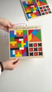 LAKOE 3 In 1 Mainan Puzzle Kayu Anak Tetris Wooden Puzzle Tangram Montessori Toys