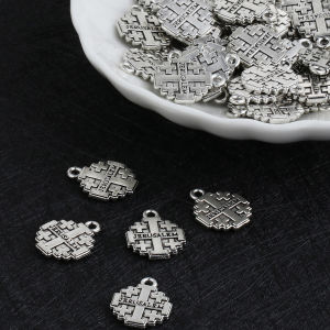 10Pcs Catholic Engraved Crusader Jerusalem Cross Pendant Silver Color Jerusalem Cross Amulet Medal for DIY Making Accessories