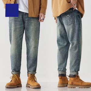 ROMON | Quần Jeans Denim Nam Romon Ống Thẳng Rộng Mùa Thu Đông Quần Dài Thường Ngày Thời Trang Cạp Trung Dày Có Nút Cài Nhiều Túi
