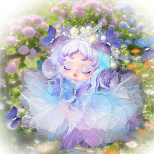 Bộ Váy Bướm Tím Tinh Tế Với Băng Đô Hoa Dành Cho Búp Bê Vinyl Skullpanda Phụ Kiện Búp Bê Vải Dệt Nhẹ Kiểu Vườn Dành Cho Trẻ Từ 14 Tuổi Trở Lên