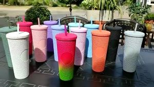 HAPPY HOME CREATION 2in1 Tumbler reusable straw cup frosted durian series diamond studded cup