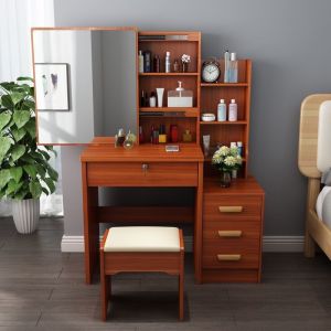 Small Apartment Makeup Table Chair Suit Internet Celebrity European Style Dressing Table with Lock 80cm Economical Bedroom with Light Dresser