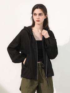 Miccbeirn | Pure Flax Casual Short Womens Jacket Loose Fit Hooded Top Spring Early Simple Open Cardigan Style Commute Fashion