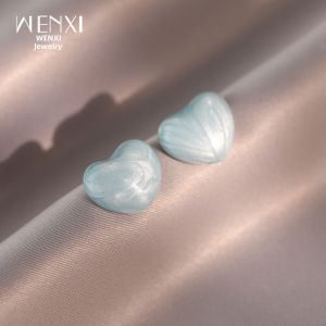 WENXI | Drip Glazed Blue Heart Earrings