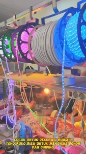 Klik-Beli Lampu LED Strip Meteran 10M / 15M / 20M / 25M / 30M SMD 2835 LED IP65 220V Lampu Hias Outdoor Indoor Tinggal Colok