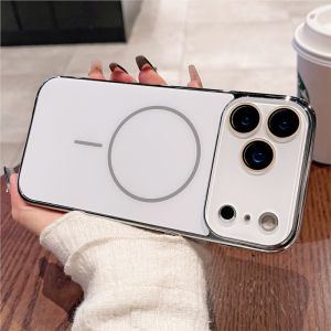 Ốp Lưng Magsafe Sang Trọng Cho iPhone Pro Max Tương Thích Sạc Không Dây Bảo Vệ Ống Kính Bằng Kính Mạ Điện Từ Tính Hỗ Trợ Sạc Không Dây