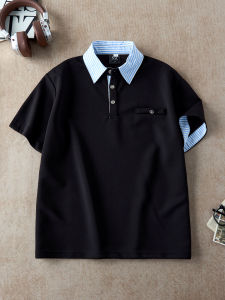 ZHUOCAN | Pseudo Two-Piece Plaid Drape Design Mens Polshirt Summer