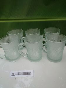 CANGKIR KOPI /gelas kopi bahan kaca motif bunga