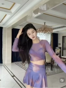 Swimsuit Womens 2025 new fairy fan tie-dye 2in1 Bikini Sets