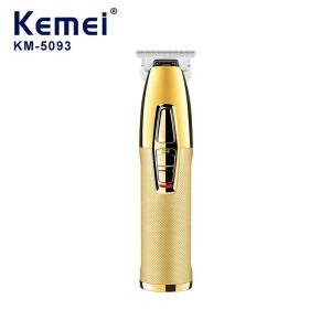 Kemei KM-5093 Professional Metal Body Hair Clipper Rechargeable Gold Finish Hair Cutting Machine Electric 0mm Skin Cut Beard Trimmer
