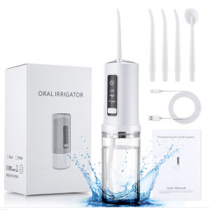 Afdeal | Cordless Water Flosser Portable Oral Irrigator with 3 Modes & 4 Jet Tips 230ml USB Rechargeable for Travel Teeth Cleaning