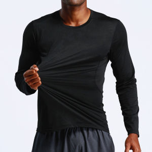 Mens Loose Fit Long Sleeve round Neck Basketball Training Running T-Shirt Quick Dry Breathable Fitness Clothing Outdoor Sports