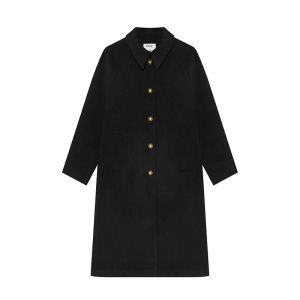 Fano | Áo Khoác Len Mới Mùa Đông Thiết Kế Cổ Đối Chiếu Phong Cách Hepburn