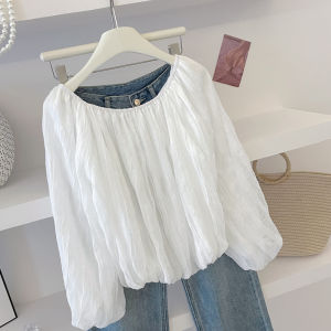 PAIBOLI | Large Size Summer New Style Simple Unique Beautiful Shirt Womens One Shoulder White Top Cold Tone Elegant Fashionable Blouse