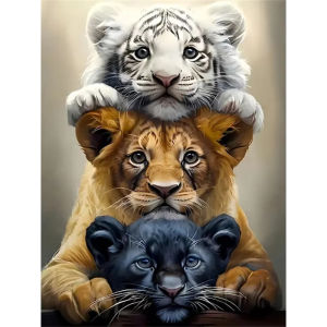 BILIBILI | Frameless Full Square Round Diamond Mosaic Tiger Animal DIY Diamond Painting Lion Cross Stitch Leopard Embroidery Home Decor