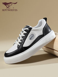 Septwolves Mens Casual Shoes 2024 Autumn Winter Versatile High-End Feel Black White Leisure Board Shoes Comfortable Breathable