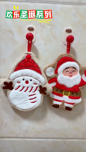 Christmas Collection Hand Towels Soft Coral Terry Wall-Hanging Hand Towel Super-Absorbent Hand Towel Home Decor