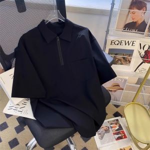 Áo Thun Cổ Polo Tay Ngắn Cỡ Lớn 300lbs Có Khóa Kéo Mùa Hè Cho Cặp Đôi Áo Thun Nam Nữ Rộng Rãi Chất Liệu Polyester