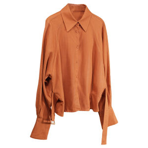 Elegant Occasion Shirt Tencel-Linen Orange Lapel Fitted