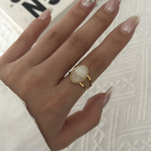 Stainless Steel Gold Plated Ring For Women Natural Stone Obsidian Tiger Eye Stone Stackable Finger Ring Party Minimalist Jewelry