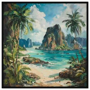 Tranh phong cảnh quê hương vùng biển đảo tranh treo tường dán tường sơn dầu bờ biển đẹp trang trí phòng khách.CGI-596