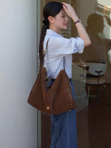 Lush Vintage Suede Tote Bag Women Large Capacity 2025 New Commute Single Shoulder Slung Bag Soft Handbags Korean Style