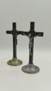 Metal Cross St. Benedict w/ stand (120mm*54mm) Creative Religious Caring Cross High-Quality Holy Land Souvenirs