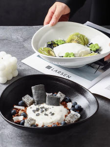 Black Ceramic Bowl for Ice Cream And Cereal Fruit Salad Breakfast Dessert High Glossy Finish Restaurant Quality Dishware Set