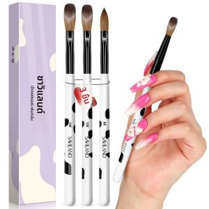 Saviland 3 ชิ้นชุดแปรงเล็บอะคริลิคขนาด 8/10/14 แปรงทาเล็บสําหรับเล็บอะคริลิคเล็บ DIY