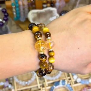 Fortune Crystal Bracelet Citrine Tiger Eye Stone 2025 New Design Bracelet Valentines Day gift金霸大综合 招财水晶手链 黄水晶 虎眼石 2025新款设计手链 情人节礼物