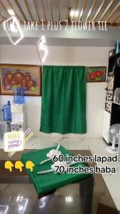 2 pcs big curtain & 2 pcs cute flower tie - Standard Size All Colors Available for Window or Door Curtains 60x70 inches or 6ft Geena Fabric