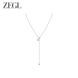 สร้อยคอรูปตัวอักษร ZEGL พร้อมสร้อยคอโซ่กระดูกไหปลาร้ายาวแบบผูกโบว์สำหรับผู้หญิง สร้อยคอแฟชั่นฤดูใบไม้ร่วง/ฤดูหนาว