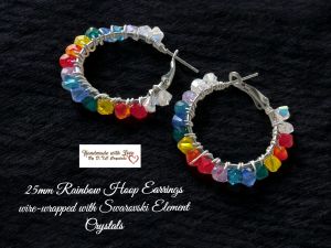 [D.T.C Crystals] 25mm Rainbow Hoop Earrings Wire-wrapped with Swarovski Element Crystals
