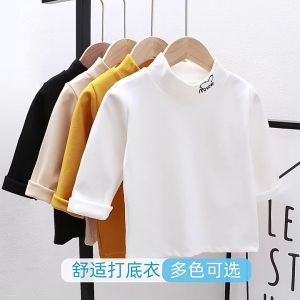 BUBBLE KIDS Childrens Medium High Low Collar Dralon Bottoming Shirt Children Warm Single Blouse Baby Close-Fitting Long Sleeve T-shirt