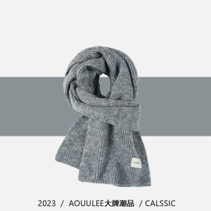 Aouulee Wool Scarf Female Winter Student Christmas Red Cashmere Heattech Scarf Fancy Men