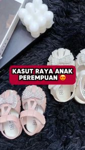 Bebby Home Kasut Budak Perempuan 6M-3Y Sandal Baby Shoes Girl Cute Pearl Bow Kids Kasut Baby Girl Shoe White Pink Selipar Anak Sandals Kids Shoes Girl Kasut Kanak Kanak Kasut Raya Budak Kasut Jalan Anak