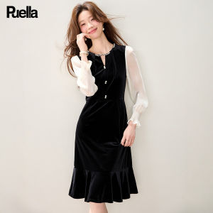 Puella | Two-layer Imitation Velvet Waist Accentuating Graceful Long Dress