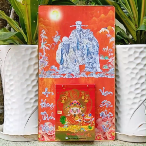 Lịch 2026 Phúc Lộc Thọ kích thước 34x60cm bọc viền vàng kèm bloc 14.5x20.5cm (S1)