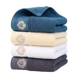 Blue Cotton Embroidered Towels Set - 1/4/6pcs 34x74cm/70x140cm Hand & Face Bath Towels for Home Hotel Sport Travel Gift Set