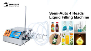 ZONESUN Liquid Filling Machine ZS-YTPP4T Semi Automatic 4 Nozzles Milk Eye Drop Solution Essence Bottle Peristaltic Pump Cosmetics