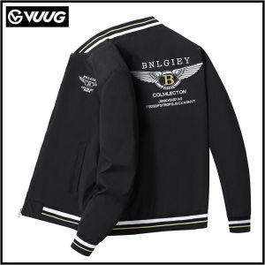 VUUG Áo Khoác Nam Xuân Thu Cổ Bóng Chày Áo Khoác Nam Thêu Họa Tiết Thoải Mái Đa Năng Nhẹ 100% Sợi Polyester
