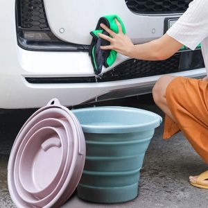 Portable Folding Bucket Silicone Car Portable Bucket Outdoor Fishing Bucket Travel Household Multi-purpose Bucket Fold Basin