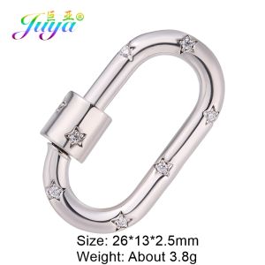 Juya Handmade 18K Real Gold Plated Decoration Screw Locks Carabiner Clasps Accessories For DIY Needlework Pendant Jewelry Making