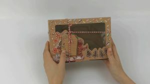 กล่องช่องหน้าต่างคริสมาสต์ ขนาดด 22x15x7cm 1แพคมี 3 ลาย มาพร้อมป้ายTagและเชือกผูก