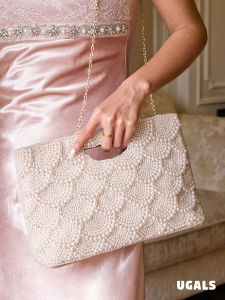 UGALS | Vintage Handmade Embroidered Pearl Beaded Clutch Bag