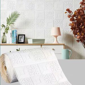 20pcs Retro Brick Gold Foam Wall Sticker 35cmx35cm Self Adhesive Waterproof Stain Resistant Wallpaper Living Room Bedroom Indoor