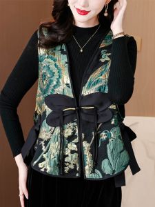 Loose Fit Qing Color Song Jin Womens Vest New Chinese Style Spring Fashion Small Size Popular Open Cardigan Ethnic Trend
