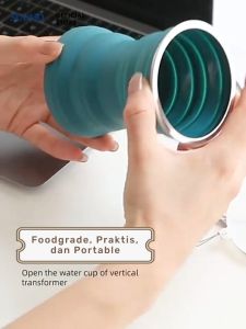 Suumo Gelas/Cangkir Lipat Silicon Portable Folding Cup Dengan Tutup 320ml