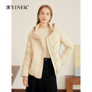 Winter Down Coat Detachable Hood Satin High Density Cocoon Type